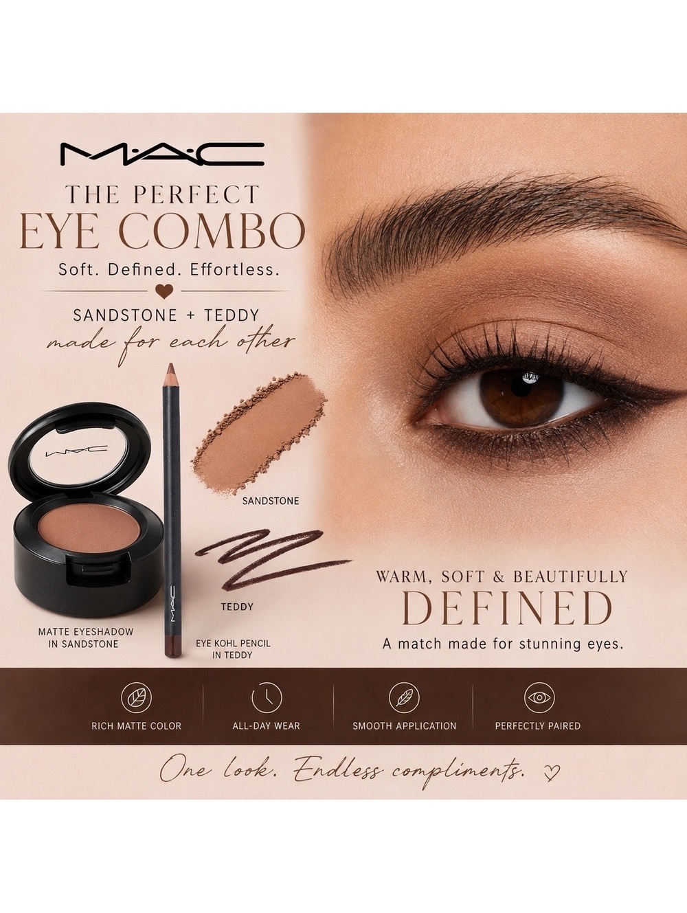 MAC Eye Combo • Matte Eyeshadow in Sandstone & Eye Kohl Pencil in Teddy • New
